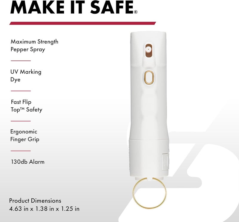 sabre 2-in-1 Pepper Spray with 130dB Personal Alarm, Alert and Defend with One Press, Fast Flip Top Safety with Finger Grip and Tuck-Away Keyring, Maximum Strength, UV Marking Dye - Image 1